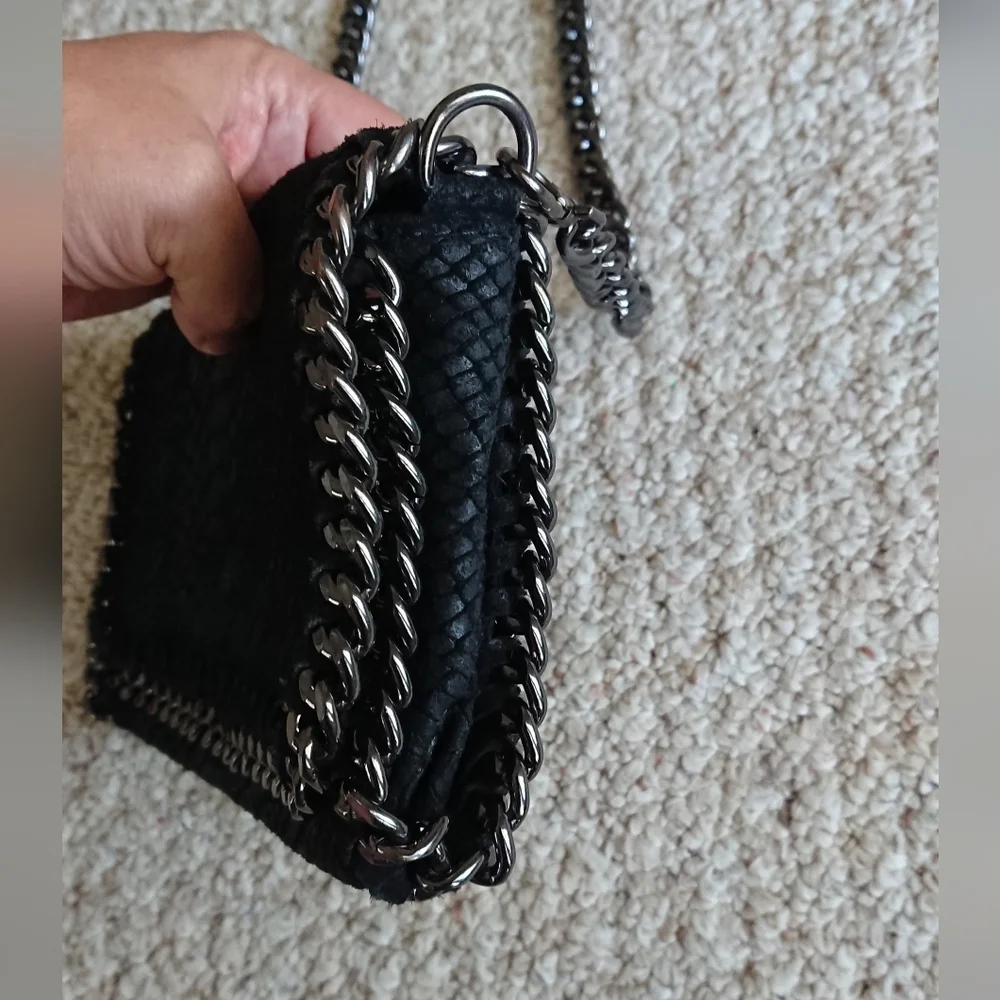 Borse In Pelle Italy Genuine black Leather Reptilian print/textured bag